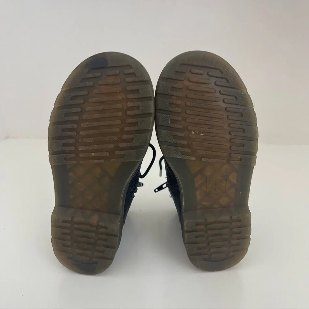 Dr. Martens 1460T Black Combat Side Zip 8-Eye Chunky Lace Up Moto Boots Size 10